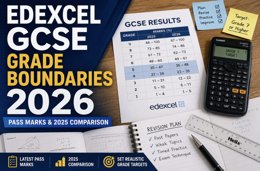 Edexcel GCSE Grade Boundaries 2026: comparison to 2025
